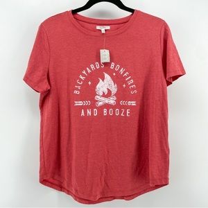 Maurices Women’s T-Shirt Red “Backyards Bonfires and Booze” M New